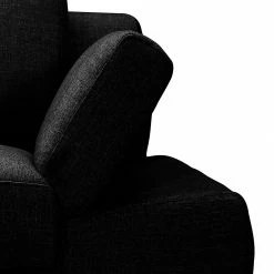 Loftscape Canapé d'angle Silvano - Tissu noir - Méridienne à droite (vue de face) Sans appui-tête -loftscape Boutique ecksofa silvano webstoff schwarz longchair davorstehend rechts 514696