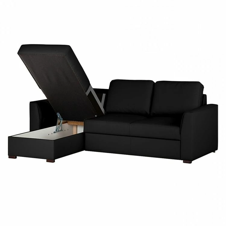 Loftscape Canapé d'angle Venezia - Avec fonction couchage - Cuir véritable - Méridienne montable à gauche et à droite - Noir 6 Loftscape Canapé d'angle Venezia - Avec fonction couchage - Cuir véritable - Méridienne montable à gauche et à droite - Noir – Image 4