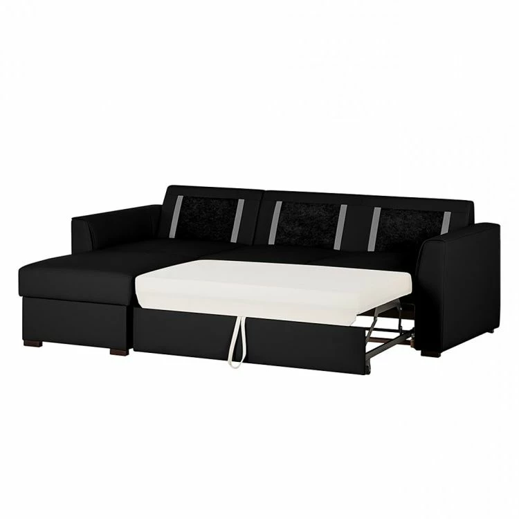 Loftscape Canapé d'angle Venezia - Avec fonction couchage - Cuir véritable - Méridienne montable à gauche et à droite - Noir 5 Loftscape Canapé d'angle Venezia - Avec fonction couchage - Cuir véritable - Méridienne montable à gauche et à droite - Noir – Image 3
