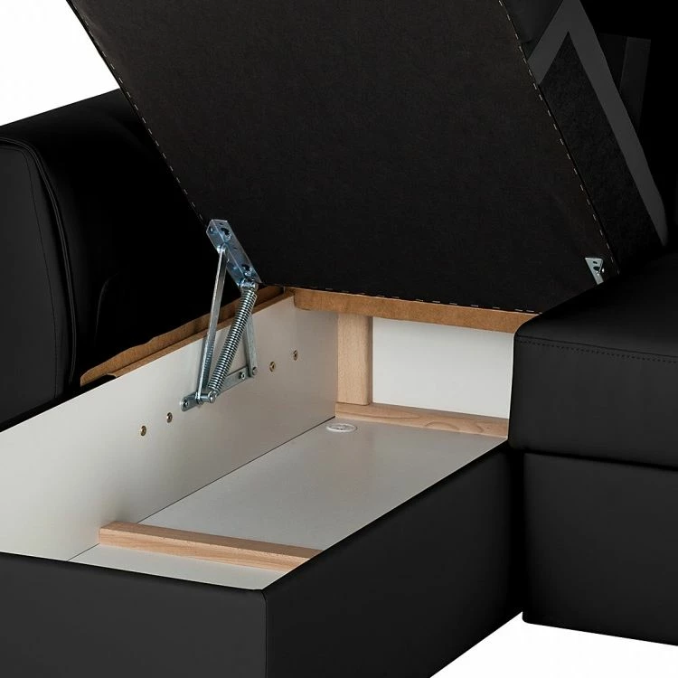 Loftscape Canapé d'angle Venezia - Avec fonction couchage - Cuir véritable - Méridienne montable à gauche et à droite - Noir 14 Loftscape Canapé d'angle Venezia - Avec fonction couchage - Cuir véritable - Méridienne montable à gauche et à droite - Noir – Image 12