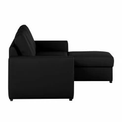Loftscape Canapé d'angle Venezia - Avec fonction couchage - Imitation cuir - Méridienne montable à gauche et à droite - Noir -loftscape Boutique ecksofa venezia mit schlaffunktion kunstleder schwarz 257543