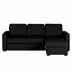 Loftscape Canapé d'angle Venezia - Avec fonction couchage - Imitation cuir - Méridienne montable à gauche et à droite - Noir -loftscape Boutique ecksofa venezia mit schlaffunktion kunstleder schwarz 257545
