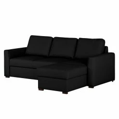 Loftscape Canapé d'angle Venezia - Avec fonction couchage - Imitation cuir - Méridienne montable à gauche et à droite - Noir -loftscape Boutique ecksofa venezia mit schlaffunktion kunstleder schwarz 257546