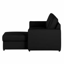 Loftscape Canapé d'angle Venezia - Avec fonction couchage - Imitation cuir - Méridienne montable à gauche et à droite - Noir -loftscape Boutique ecksofa venezia mit schlaffunktion kunstleder schwarz 257547