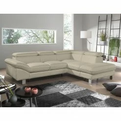 Cotta Canapé d'angle Waiho II - Beige chaud - Méridienne courte à droite (vue de face) - Sans fonction couchage -loftscape Boutique ecksofa waiho ii echtleder longchair ottomane davorstehend rechts mit schlaffunktion warmes beige 3525713