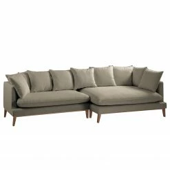 Eva Padberg Collection Canapé d'angle XL Lavina - Tissu Moretey : Cappuccino - Méridienne longue à droite (vue de face)