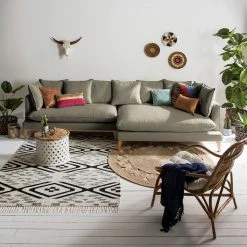 Eva Padberg Collection Canapé d'angle XL Lavina - Tissu Moretey : Cappuccino - Méridienne longue à droite (vue de face) -loftscape Boutique ecksofa xl lavina webstoff ottomane davorstehend rechts stoff moretey cappuccino 4792956