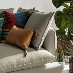 Eva Padberg Collection Canapé d'angle XL Lavina - Tissu Moretey : Cappuccino - Méridienne longue à droite (vue de face) -loftscape Boutique ecksofa xl lavina webstoff ottomane davorstehend rechts stoff moretey cappuccino 4792960