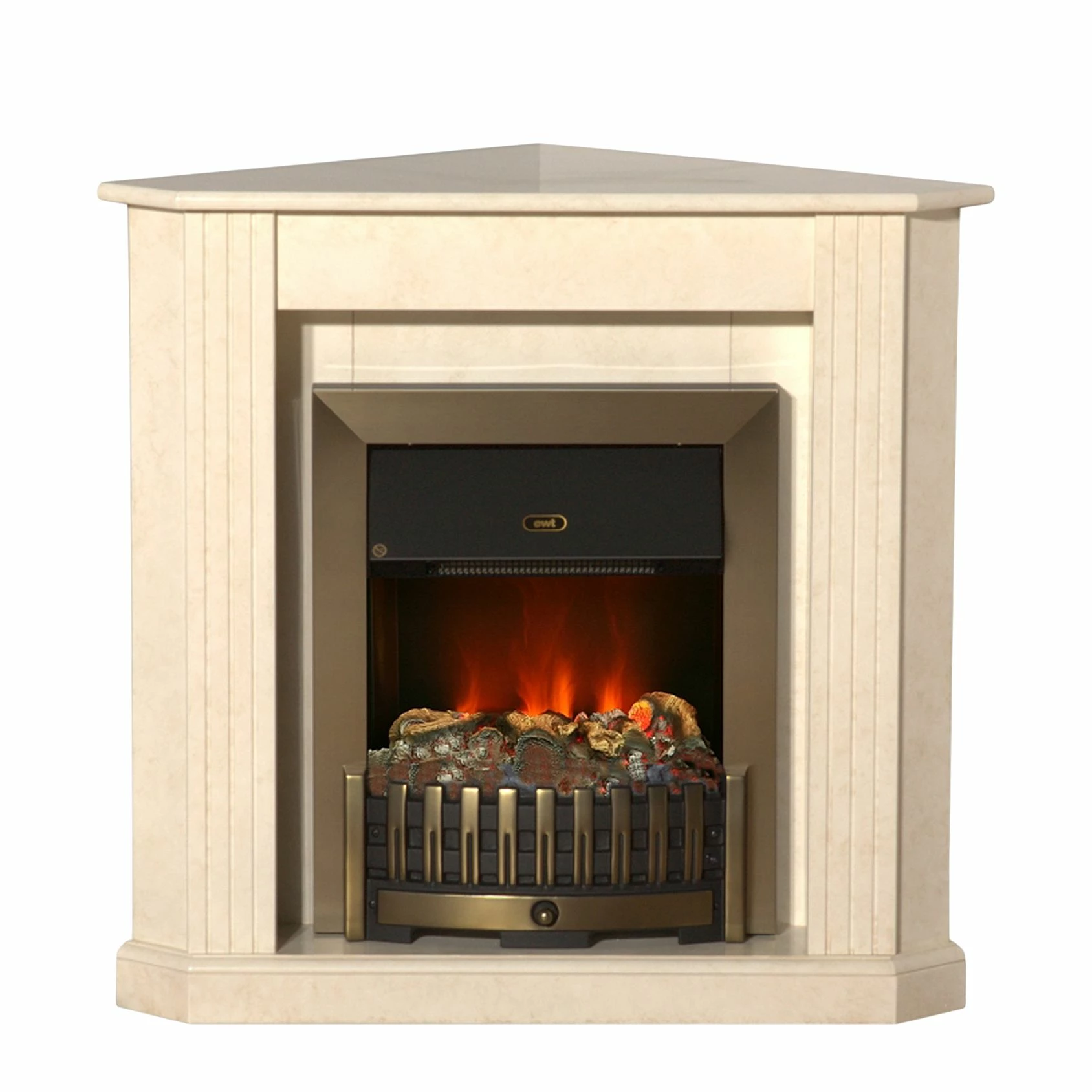 Montreux Cheminée d'angle électrique Louisiana - Blanc crème marbré 3 Montreux Cheminée d'angle électrique Louisiana - Blanc crème marbré