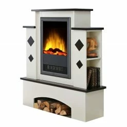 Montreux Cheminée électrique Calabria - Blanc cassé / Brun Havanne