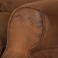 Ars manufacti Fauteuil à oreilles Naru - Imitation cuir vieilli - Marron - Tissu Bena Marron -loftscape Boutique europa traiding 2013 10 21 1 288132