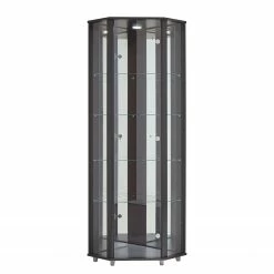 Fredriks Vitrine d'angle Amalia I - Éclairage inclus - Imitation hêtre - Noir