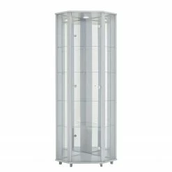 Fredriks Vitrine d'angle Amalia I - Éclairage inclus - Imitation hêtre - Blanc