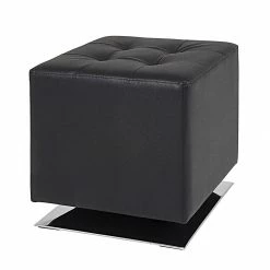 Home Design Tabouret capitonné Trafalgar - Imitation cuir Noir