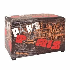 Home Design Coffre Tour Eiffel Vintage - Imitation cuir