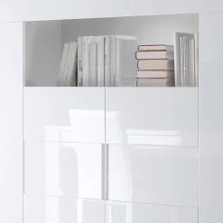 LC Spa Buffet Gladiolo - Blanc brillant / Blanc - Avec éclairage -loftscape Boutique highboard gladiolo ohne beleuchtung hochglanz weiss weiss 543733
