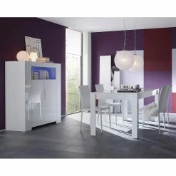 LC Spa Buffet Gladiolo - Blanc brillant / Blanc - Avec éclairage -loftscape Boutique highboard gladiolo ohne beleuchtung hochglanz weiss weiss 543734