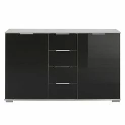 Wimex Commode combinée Lingga I - 2 portes - Noir / Gris clair