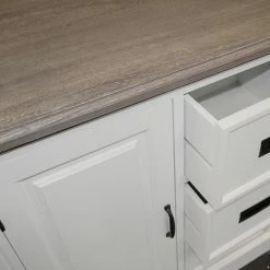 Maison Belfort Commode Nasinu IV - Partiellement en paulownia massif - Blanc / Gris ancien -loftscape Boutique kommode braun weiss 4727824