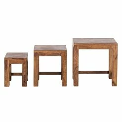Ars Natura Tables d’appoint Ohio (3 éléments) - Sheesham massif ciré -loftscape Boutique ohio beistelltisch 3er set holz sheesham massivholz 1428619