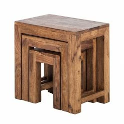 Ars Natura Tables d’appoint Ohio (3 éléments) - Sheesham massif ciré -loftscape Boutique ohio beistelltisch 3er set holz sheesham massivholz 1428620