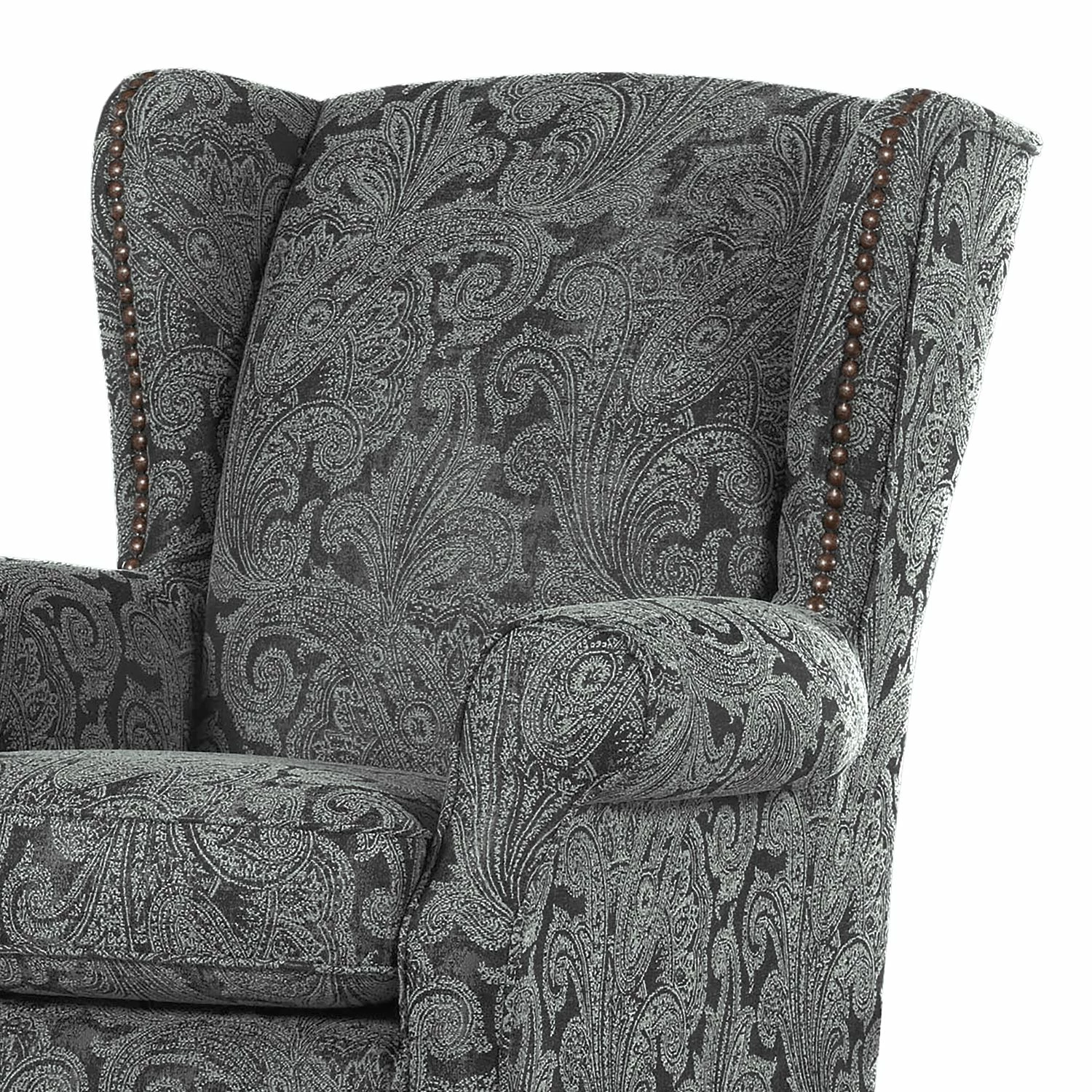 Ridgevalley Fauteuil à oreilles Ajana - Gris 4 Ridgevalley Fauteuil à oreilles Ajana - Gris – Image 2