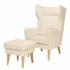 Mørteens Fauteuil à oreilles Bucoli - Ecru - Avec repose-pieds -loftscape Boutique ohrensessel bucoli strukturstoff mit hocker ecru 4621656