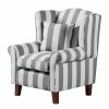 Maison Belfort Fauteuil Colmar - Gris - Sans repose-pieds -loftscape Boutique ohrensessel colmar mit hocker webstoff grau gestreift 308060