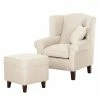 Maison Belfort Fauteuil à oreilles Colmar - Tissu Maka : Beige - Avec repose-pieds -loftscape Boutique ohrensessel colmar webstoff mit hocker stoff maka beige 4827280