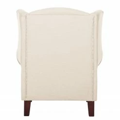 Maison Belfort Fauteuil à oreilles Colmar - Tissu Maka : Beige - Avec repose-pieds -loftscape Boutique ohrensessel colmar webstoff mit hocker stoff maka beige 4827308
