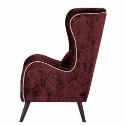 Red Living Fauteuil à oreilles Madame Lebon Velours - rouge bourgogne -loftscape Boutique ohrensessel humphrey samtstoff burgundy 382881