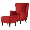 Mørteens Fauteuil à oreilles Josslyn - Tissu rouge - Avec repose-pieds -loftscape Boutique ohrensessel josslyn webstoff rot 453402