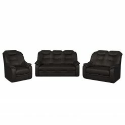 Modoform Ensemble de salon Lakin (3-2-1) - Imitation cuir - Marron foncé