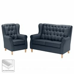 Maison Belfort Ensemble de salon Luro (2-1) - Bleu foncé -loftscape Boutique polstergarnitur luro 2 1 strukturstoff dunkelblau 4542960