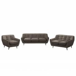 Ars manufacti Ensemble de salon Rometta (3-2-1) - Gris marron