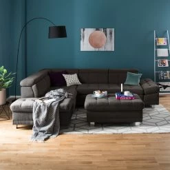 Loftscape Pouf repose-pieds Ayna - Microfibre -loftscape Boutique polsterhocker ayna microfaser braungrau 4947748