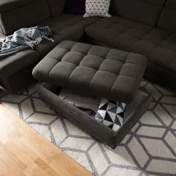 Loftscape Pouf repose-pieds Ayna - Microfibre -loftscape Boutique polsterhocker ayna microfaser braungrau 4947752