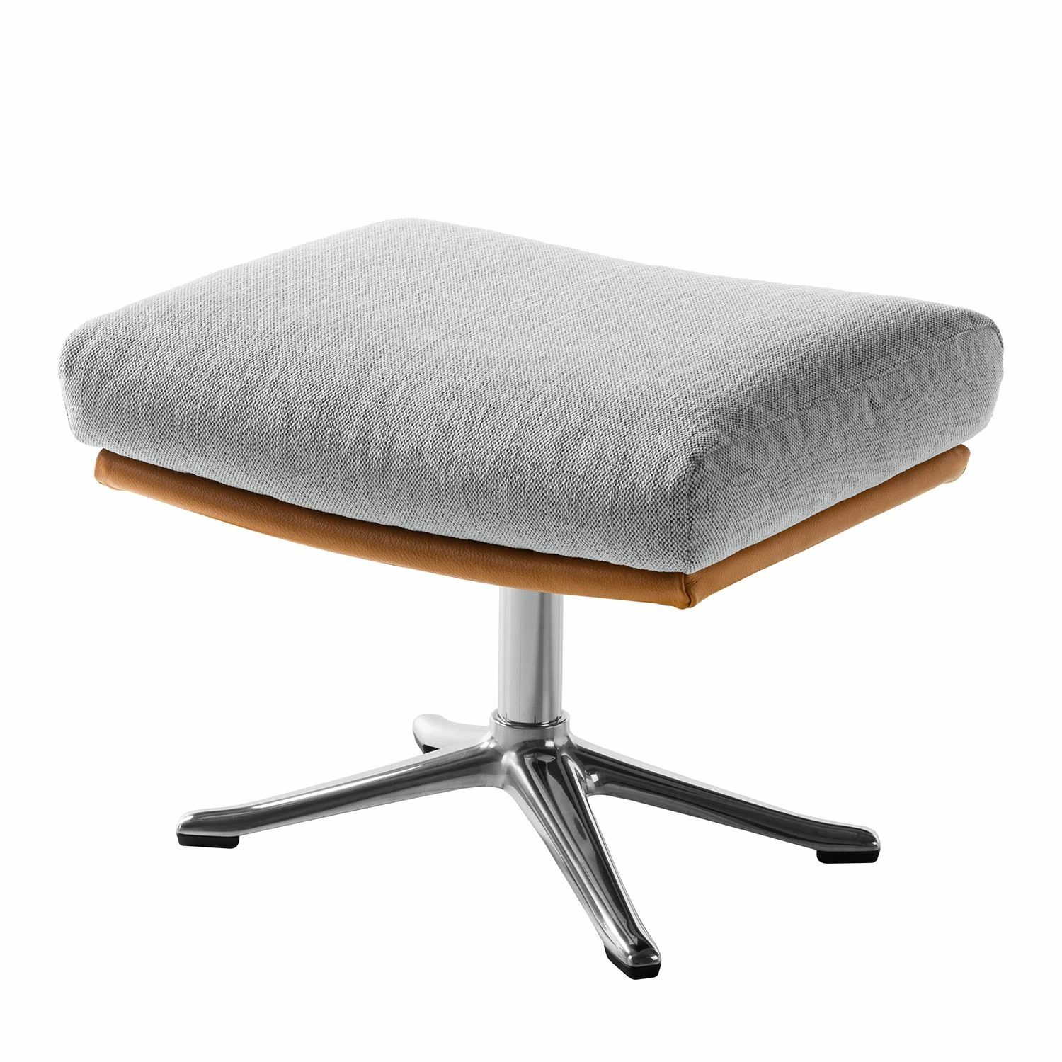 Studio Copenhagen Pouf repose-pieds Hepburn III - Gris clair / Cognac - Chrome brillant 3 Studio Copenhagen Pouf repose-pieds Hepburn III - Gris clair / Cognac - Chrome brillant