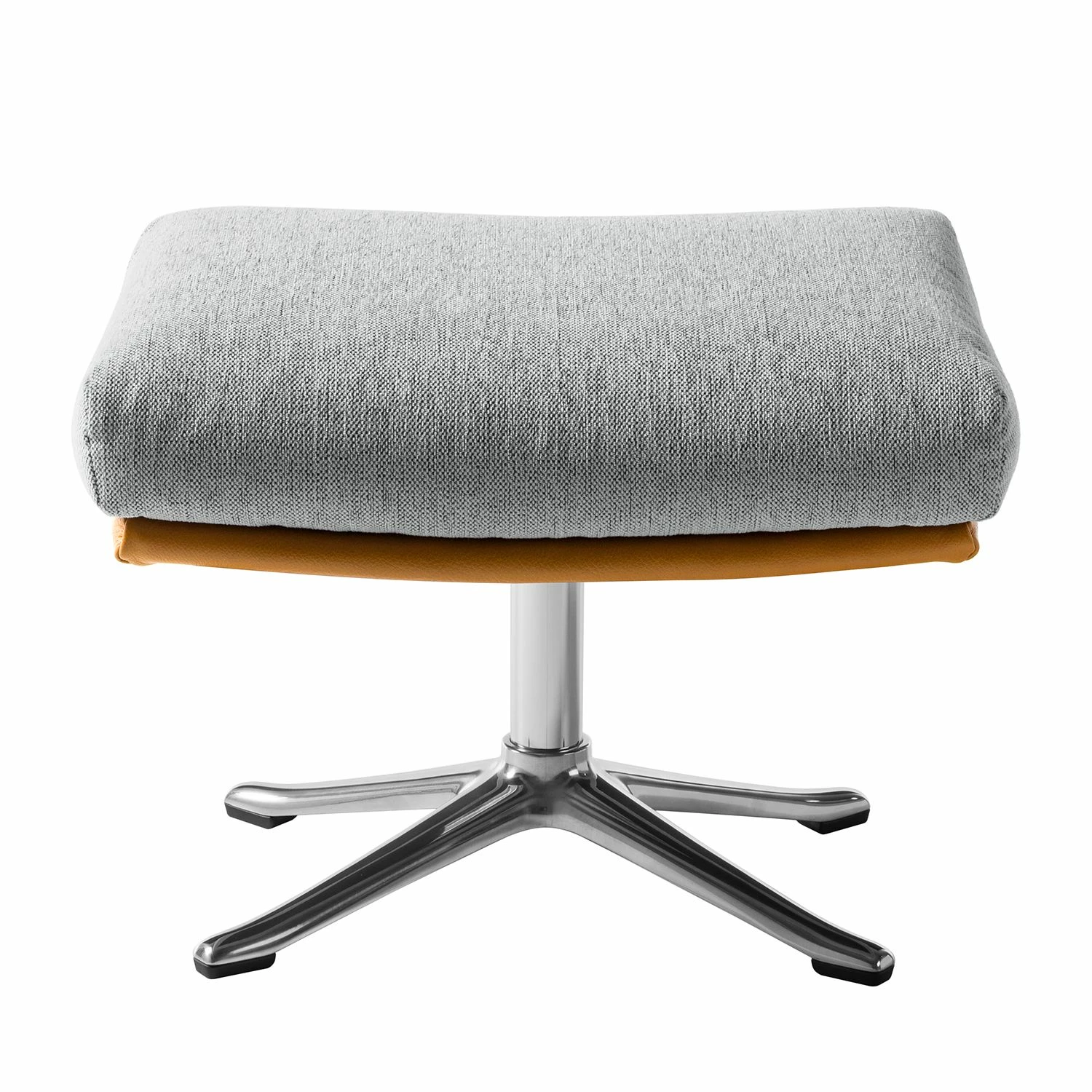 Studio Copenhagen Pouf repose-pieds Hepburn III - Gris clair / Cognac - Chrome brillant 6 Studio Copenhagen Pouf repose-pieds Hepburn III - Gris clair / Cognac - Chrome brillant – Image 4