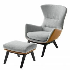 Studio Copenhagen Pouf repose-pieds Hepburn I - Gris clair / Cognac - Noir 20 Studio Copenhagen Pouf repose-pieds Hepburn I - Gris clair / Cognac - Noir -loftscape Boutique polsterhocker hepburn webstoff echtleder hellgrau cognac 5022736