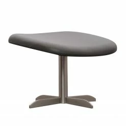 Studio Copenhagen Repose-pieds Houston Cuir véritable - Cuir véritable Neka : Gris - Acier inoxydable