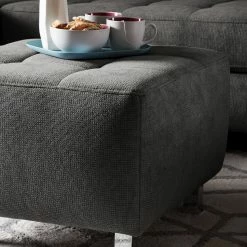 Fredriks Pouf repose-pieds Tanete - Tissu structuré 12 Fredriks Pouf repose-pieds Tanete - Tissu structuré -loftscape Boutique polsterhocker tanete strukturstoff grau 4997436