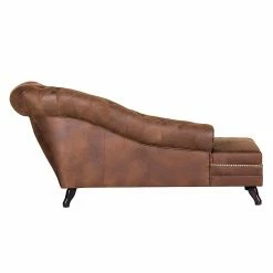 Ars manufacti Méridienne Benavente - Aspect vieux cuir marron - Accoudoir à droite (vue de face) -loftscape Boutique recamiere benavente antiklederlook braun armlehne davorstehend rechts 406286