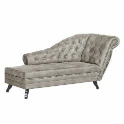 Ars manufacti Méridienne Benavente - Aspect vieux cuir argenté - Accoudoir à droite (vue de face)