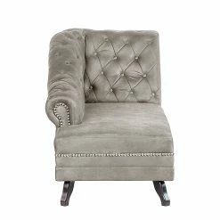 Ars manufacti Méridienne Benavente - Aspect vieux cuir argenté - Accoudoir à droite (vue de face) -loftscape Boutique recamiere benavente antiklederoptik silber armlehne davorstehend rechts 1757634