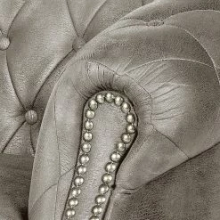 Ars manufacti Méridienne Benavente - Aspect vieux cuir argenté - Accoudoir à droite (vue de face) -loftscape Boutique recamiere benavente antiklederoptik silber armlehne davorstehend rechts 1757638