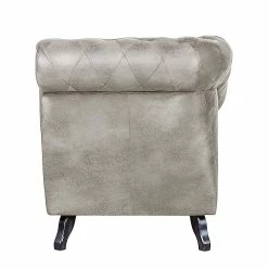 Ars manufacti Méridienne Benavente - Aspect vieux cuir argenté - Accoudoir à droite (vue de face) -loftscape Boutique recamiere benavente antiklederoptik silber armlehne davorstehend rechts 1757666