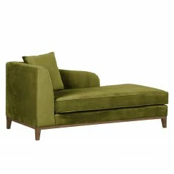 Jack & Alice Récamière Blomma - Velours vert olive - Accoudoir à gauche (vue de face) - Noyer -loftscape Boutique recamiere blomma samtstoff olivgruen armlehne davorstehend links nussbaum 3671193