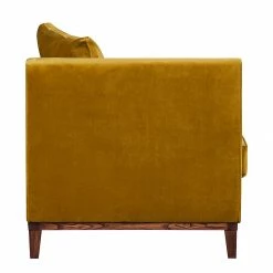 Jack & Alice Récamière Blomma - Velours jaune moutarde - Accoudoir à gauche (vue de face) -loftscape Boutique recamiere blomma samtstoff senfgelb armlehne davorstehend links 354744