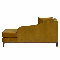 Jack & Alice Récamière Blomma - Velours jaune moutarde - Accoudoir à gauche (vue de face) -loftscape Boutique recamiere blomma samtstoff senfgelb armlehne davorstehend links 354745